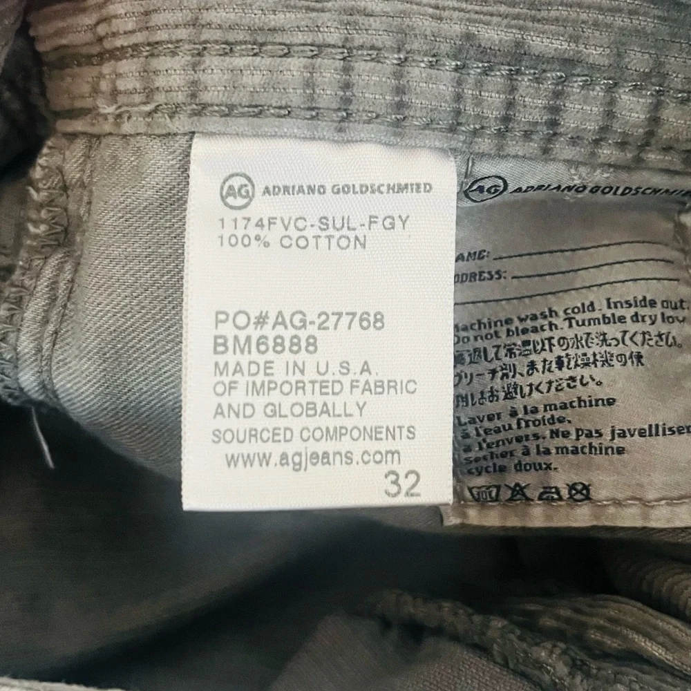 Men’s AG Adriano Goldschmied Gray Corduroy Pants 32x34 - Picture 4 of 4